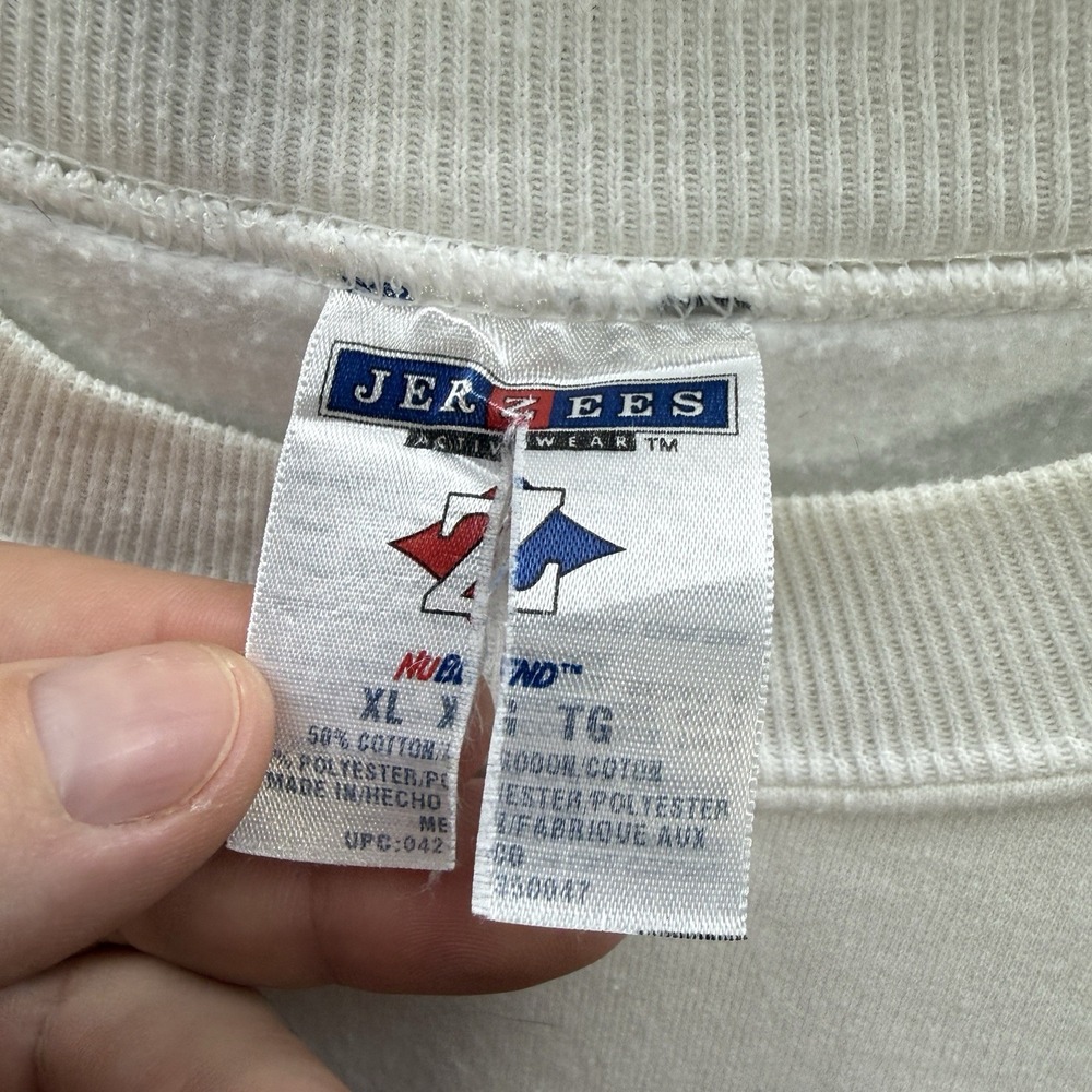 Vintage Jerzees Sweatshirt Womens XL White Crewneck Cats Winter Christmas Y2K - Picture 7 of 12